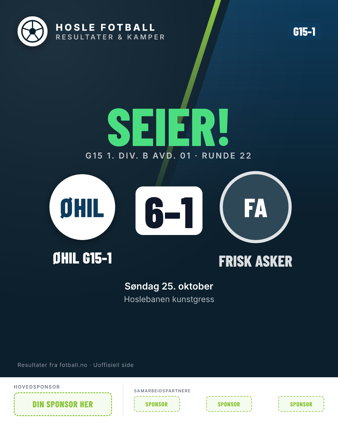 G15-1: Øvrevoll Hosle G15-1 6–1 Frisk Asker G15-1