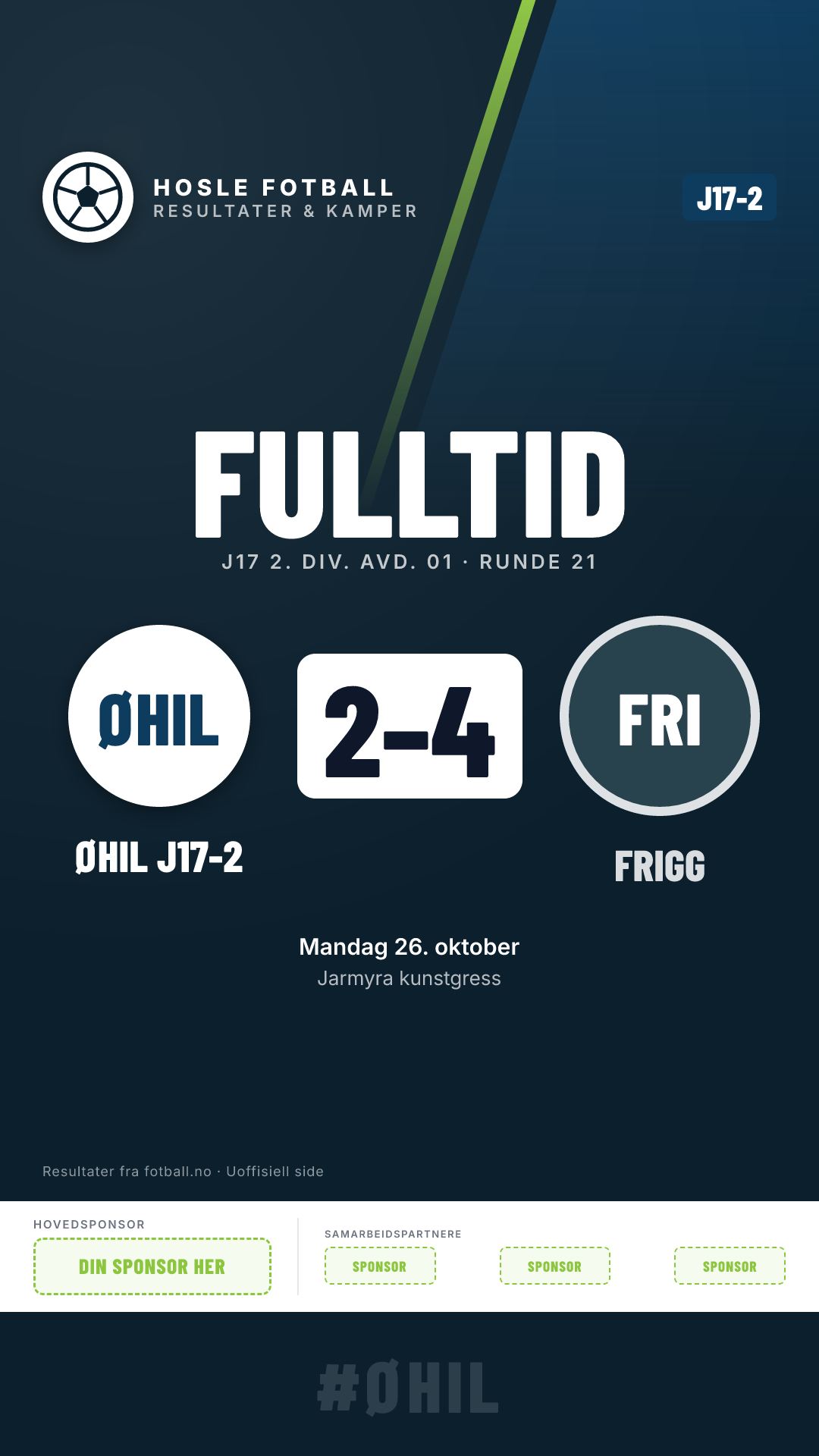J17-2: Øvrevoll Hosle J17-2 2–4 Frigg J17-1